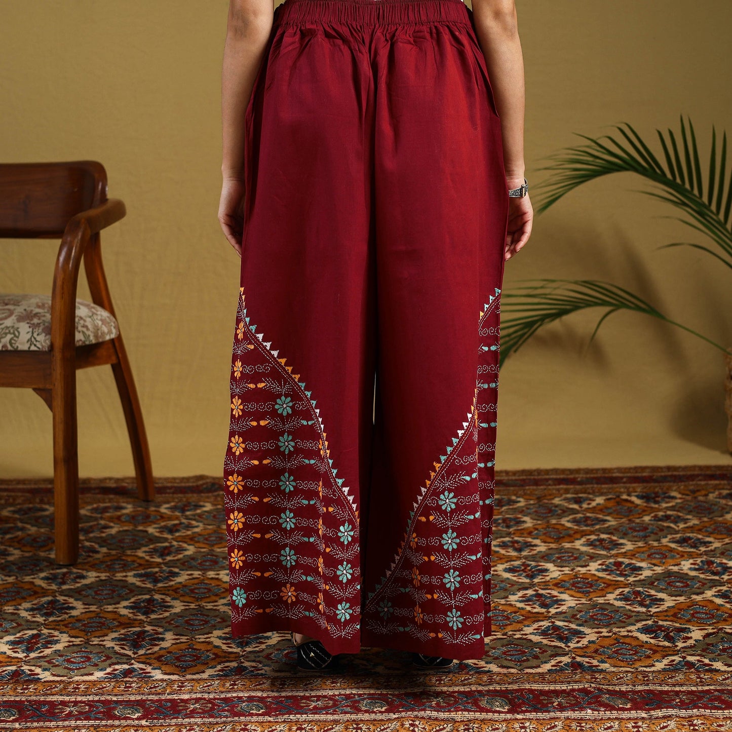 Buy Cotton Bengal Kantha Hand Embroidery Palazzo