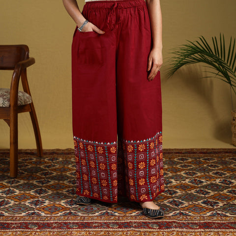 Buy Cotton Bengal Kantha Hand Embroidery Palazzo