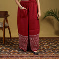 Red - cotton bengal kantha hand embroidery palazzo 37