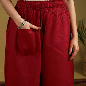 Red - cotton bengal kantha hand embroidery palazzo 37