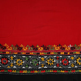 Red Cotton Bengal Kantha Stitch Blouse Piece 