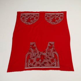 Buy Cotton Red Bengal Kantha Work Blouse Piece