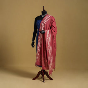 Red - cotton buti jacquard dupatta with thread border 01