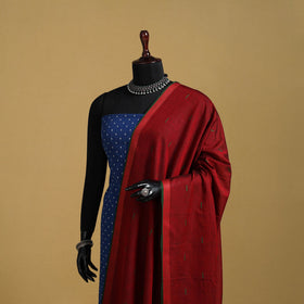 Red - cotton buti jacquard dupatta with thread border 14