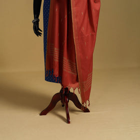 Red - cotton buti jacquard dupatta with thread border 28