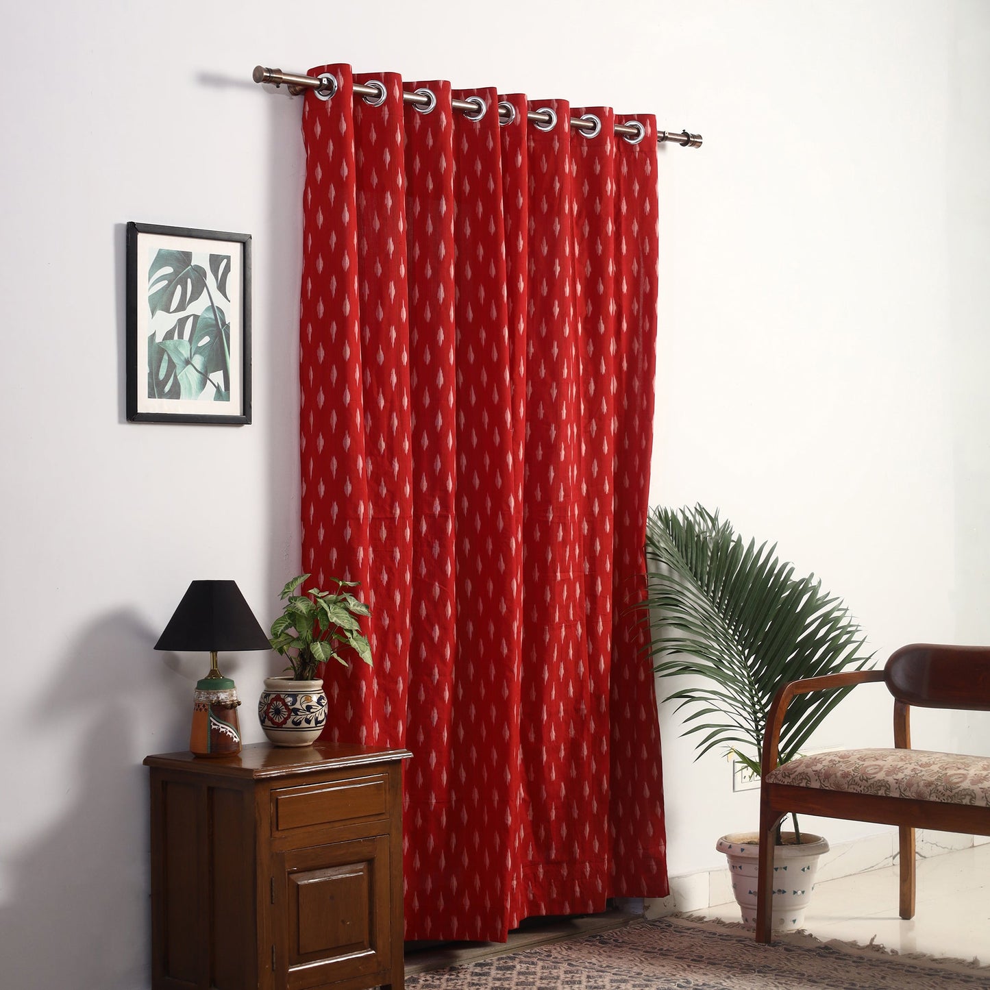  Cotton Door Red Pochampally Ikat Curtain