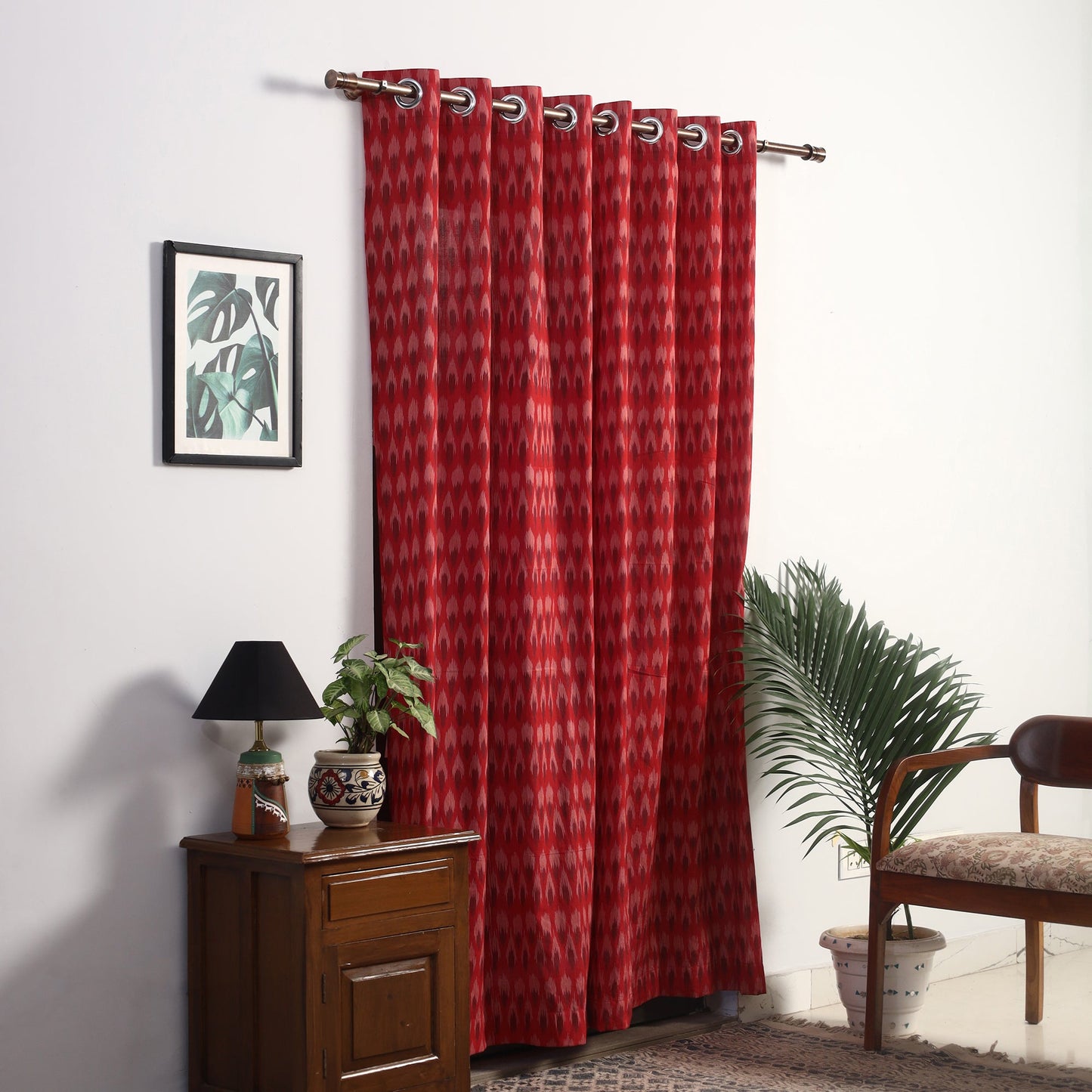 Buy Cotton Door Red Pochampally Ikat Curtain