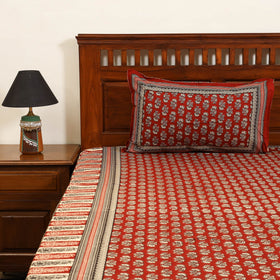 Red - cotton double bagru bed sheet set (108 x 90 in) 03