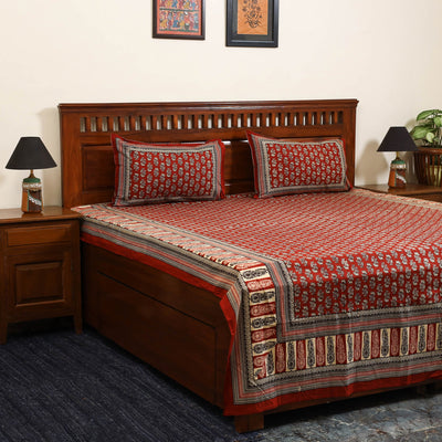 Red - cotton double bagru bed sheet set (108 x 90 in) 03