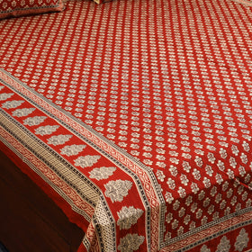 Red - cotton double bagru bed sheet set (108 x 90 in) 19