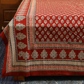 Red - cotton double bagru bed sheet set (108 x 90 in) 19