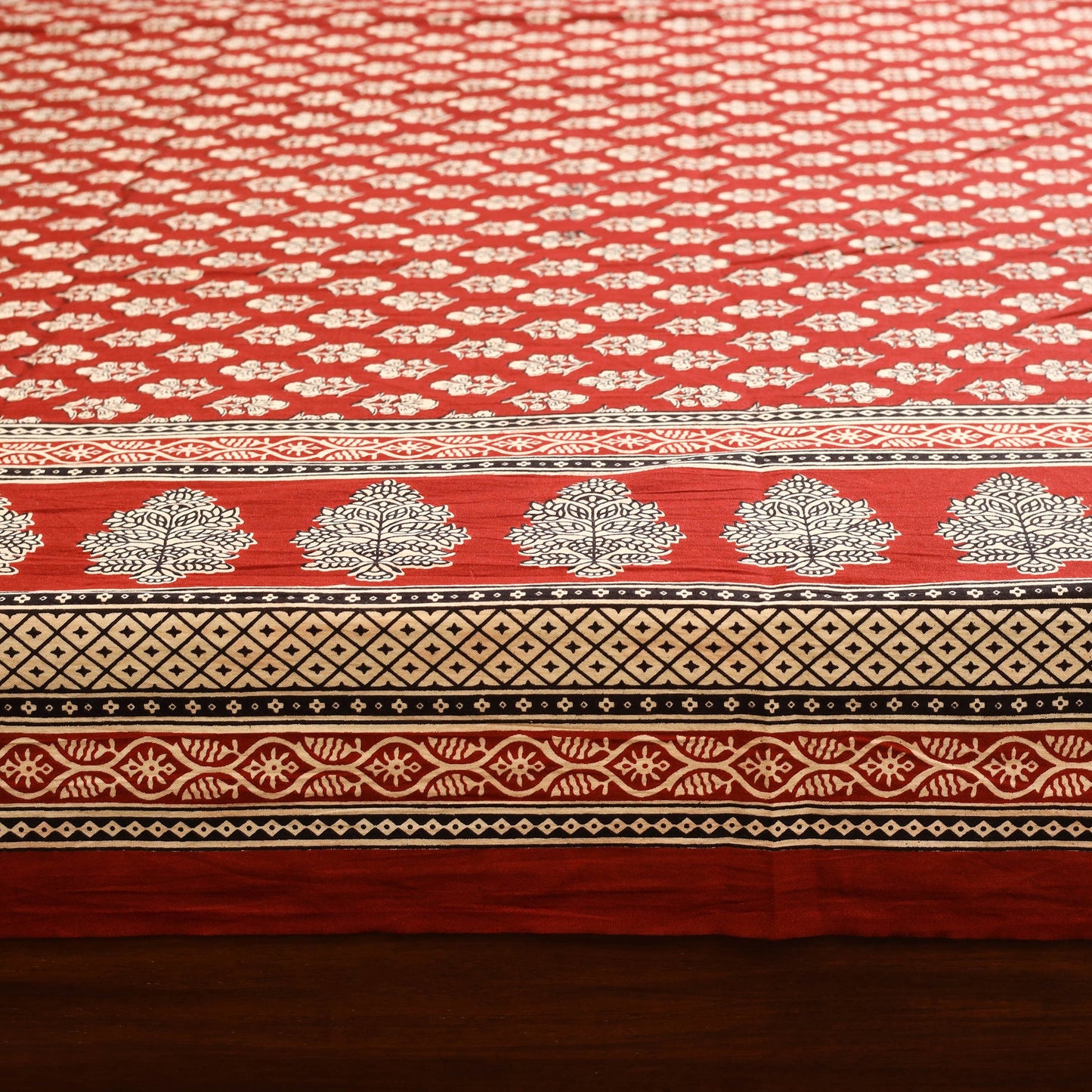 Red - cotton double bagru bed sheet set (108 x 90 in) 19