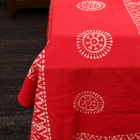 Red - cotton double hand batik bed sheet set 01