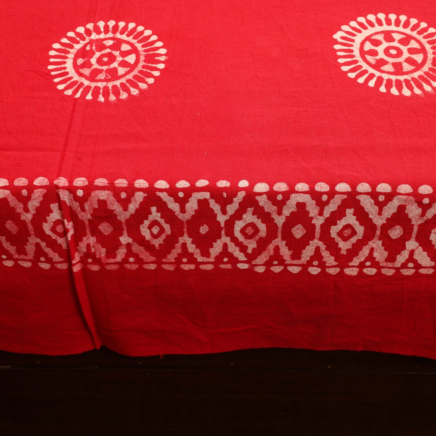 Red - cotton double hand batik bed sheet set 01