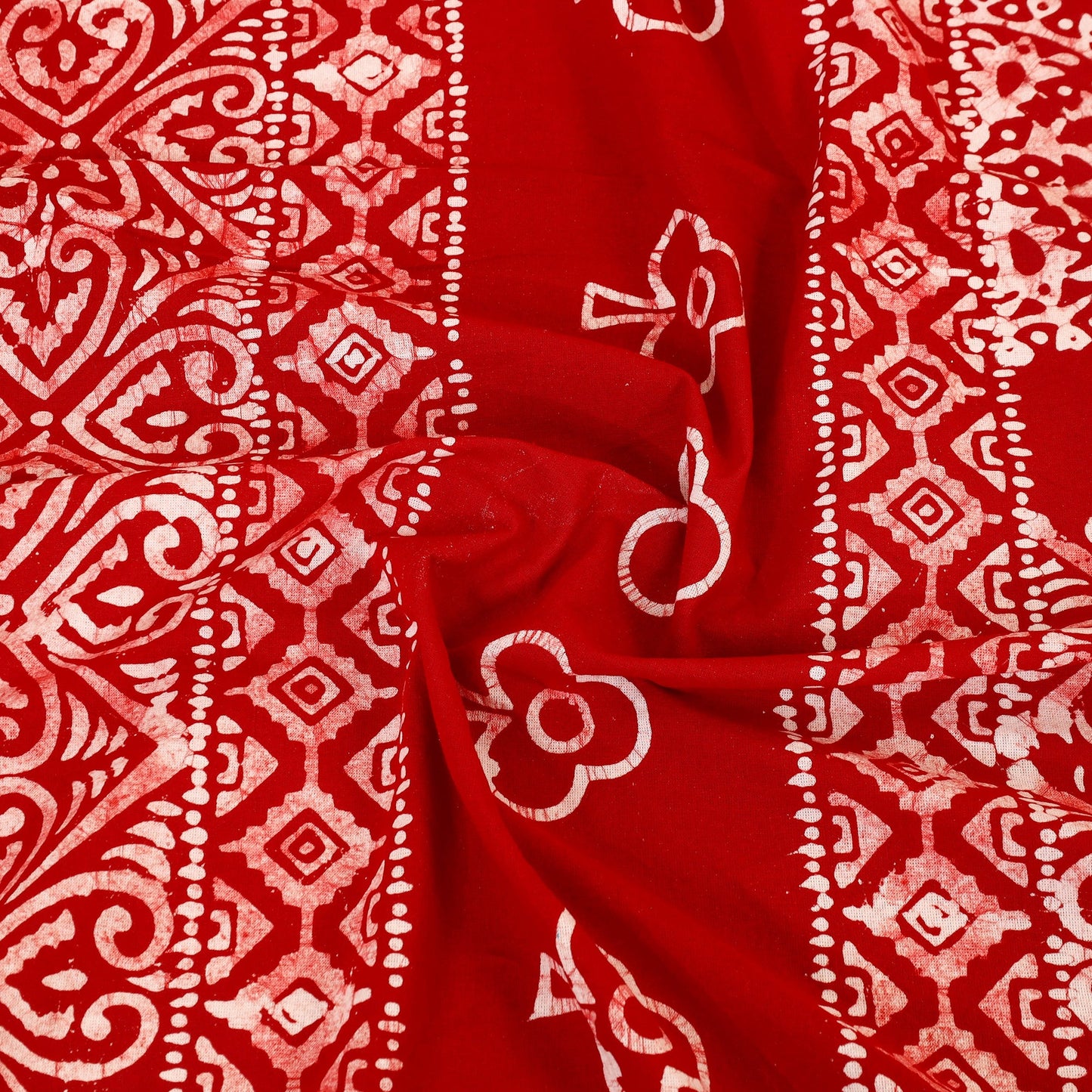 Buy Red Cotton Double Hand Batik Print Bed Sheet Set