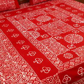 Buy Red Cotton Double Hand Batik Print Bed Sheet Set