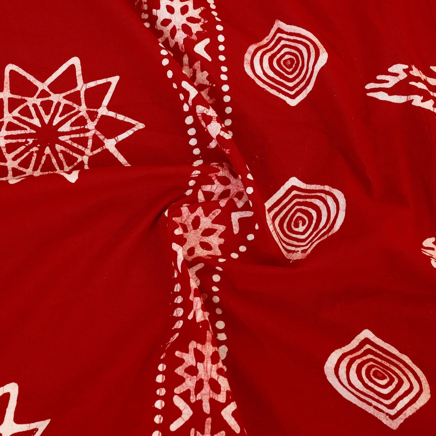 Buy Red Cotton Double Hand Batik Print Bed Sheet Set