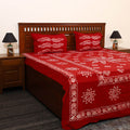 Buy Red Cotton Double Hand Batik Print Bed Sheet Set