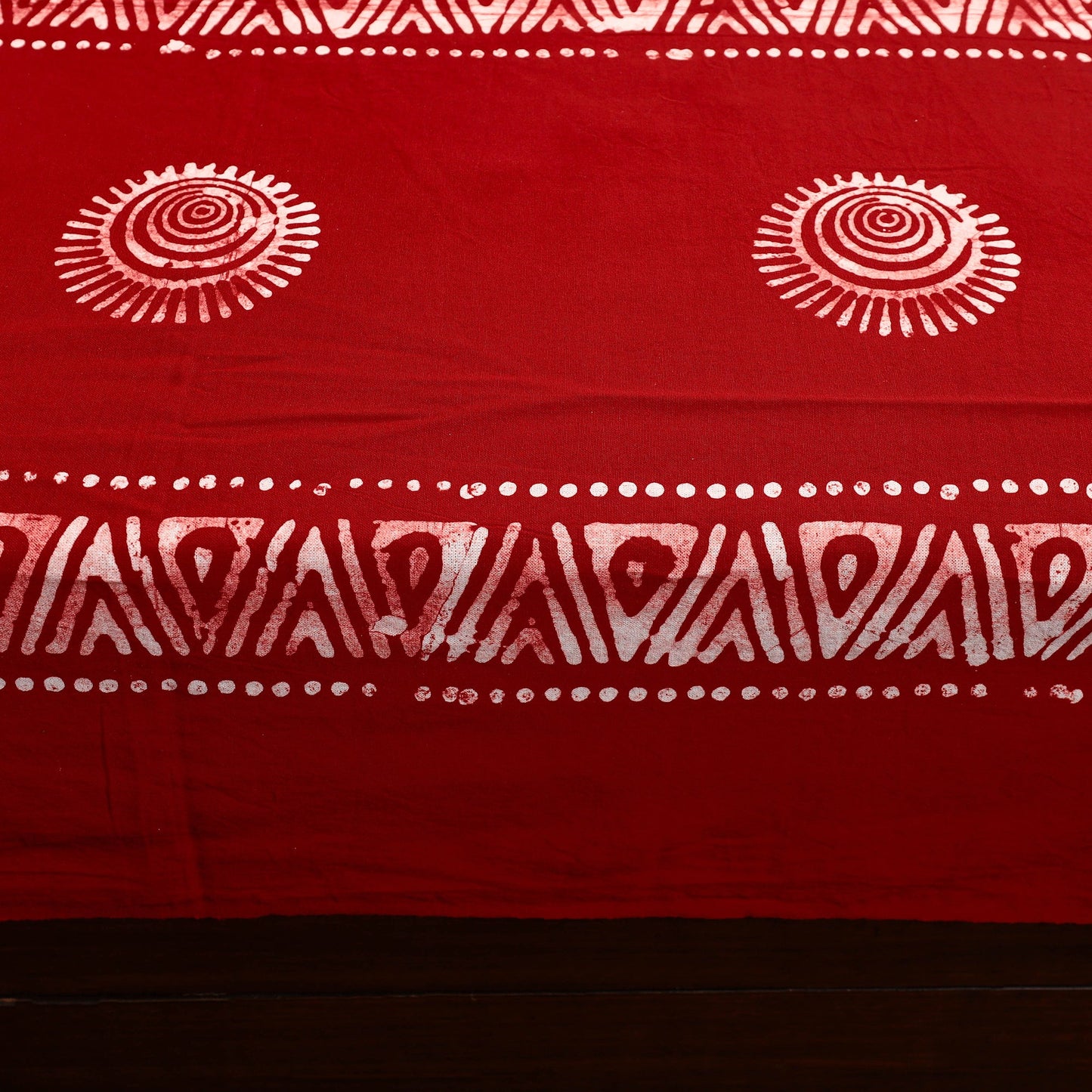 Red - cotton double hand batik bed sheet set 37