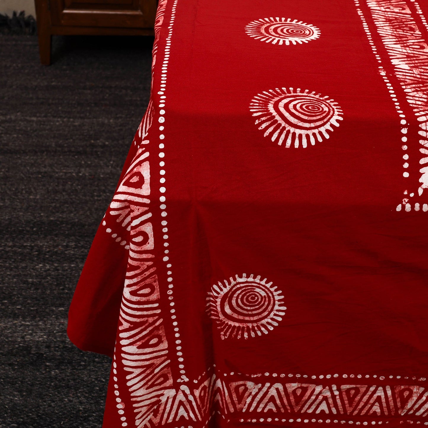 Red - cotton double hand batik bed sheet set 37