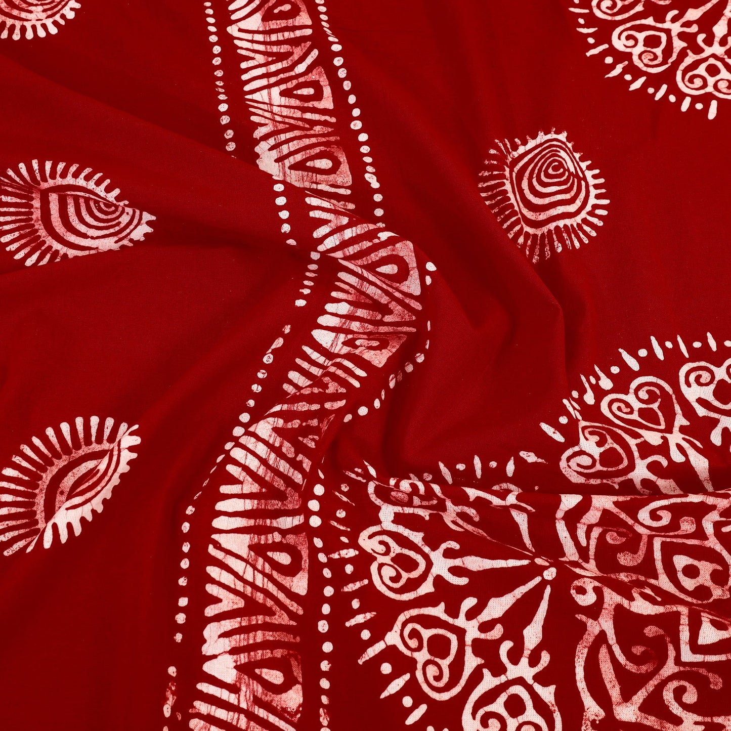 Red - cotton double hand batik bed sheet set 37