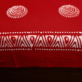 Red - cotton double hand batik bed sheet set 40
