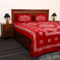 Red - cotton double hand batik bed sheet set 40