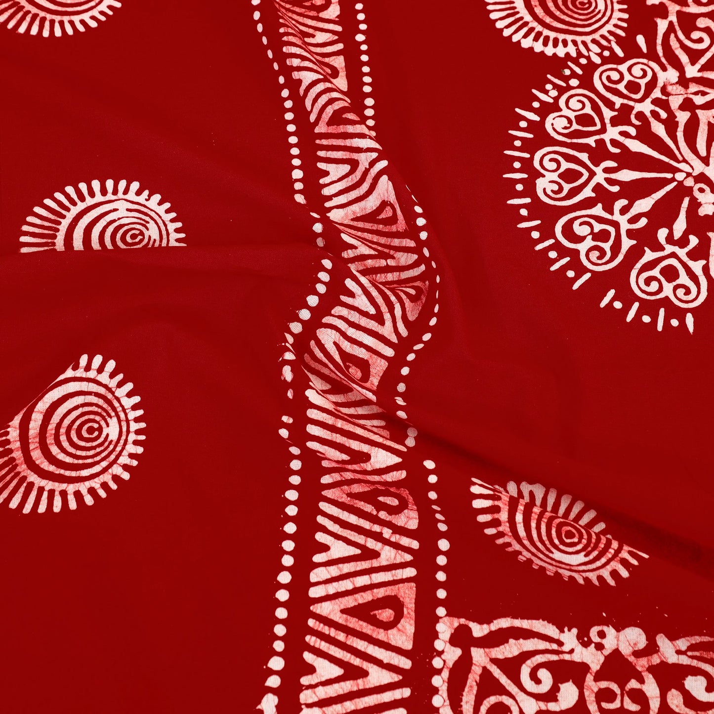 Red - cotton double hand batik bed sheet set 41