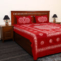 Red - cotton double hand batik bed sheet set 41
