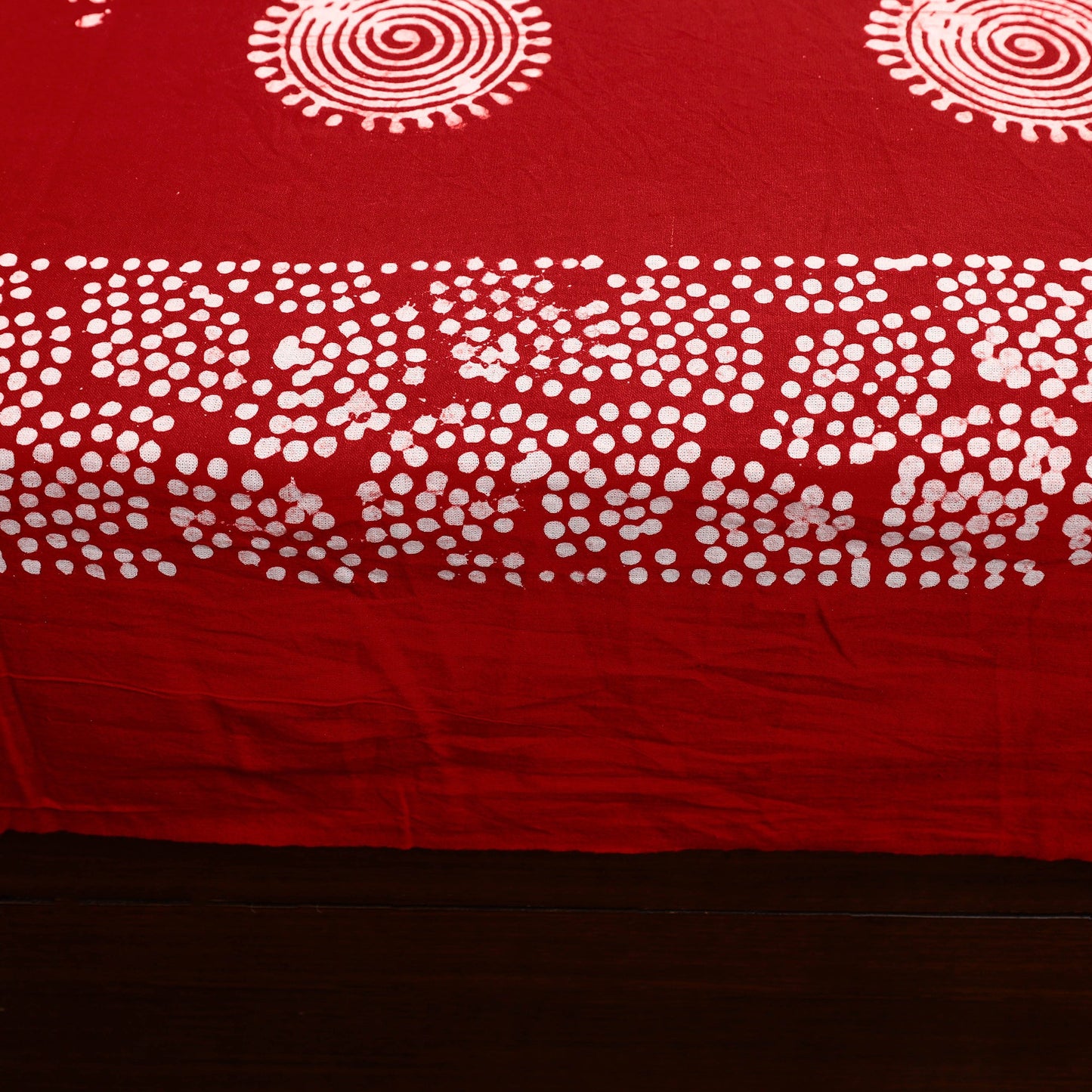 Red - Cotton Double Hand Batik Print Bed Sheet Set 42