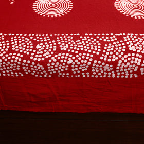 Red - Cotton Double Hand Batik Print Bed Sheet Set 42