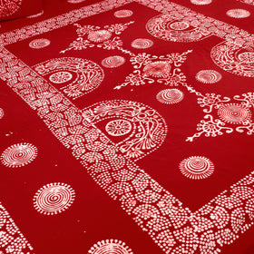 Red - Cotton Double Hand Batik Print Bed Sheet Set 42