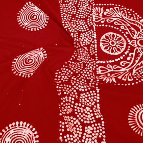 Red - Cotton Double Hand Batik Print Bed Sheet Set 42