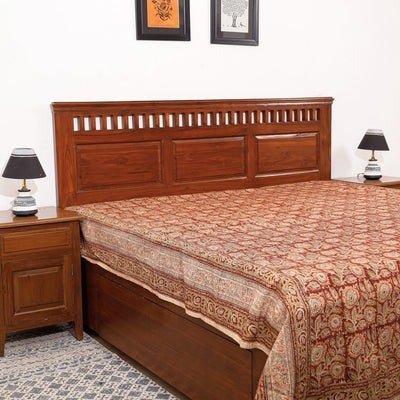 Buy Pedana Kalamkari Block Printing Cotton Double Bed Cover Online at iTokri.com