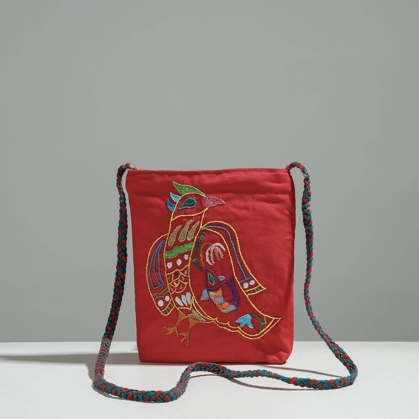  Gamcha Fabric Hand Embroidered Cotton Sling Bag 