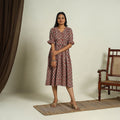 Buy Red Block Print Cotton Flared Bagru Dress