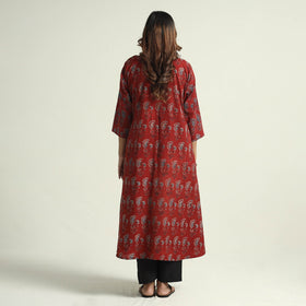 Buy Block Print Cotton Flared Ajrakh Kurta with Palazzo Set