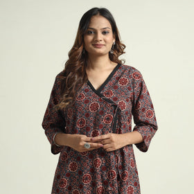 Buy Block Print Cotton Flared Ajrakh Kurta with Palazzo Set