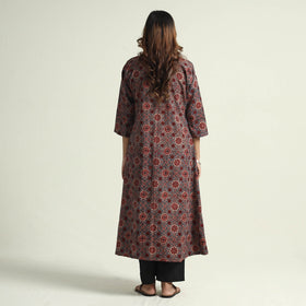 Buy Block Print Cotton Flared Ajrakh Kurta with Palazzo Set