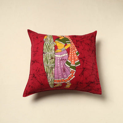 Red - cotton hand batik cushion cover (18 x 18 in) 71