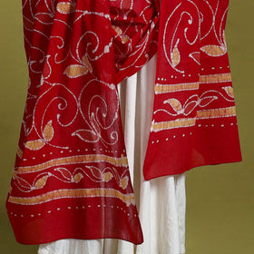  Red Cotton Hand Batik Print Dupatta