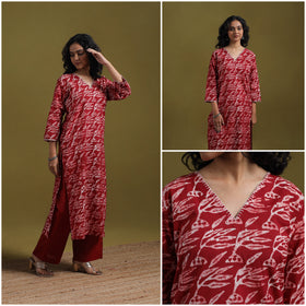 Cotton hand batik embroidered straight kurta for women 19