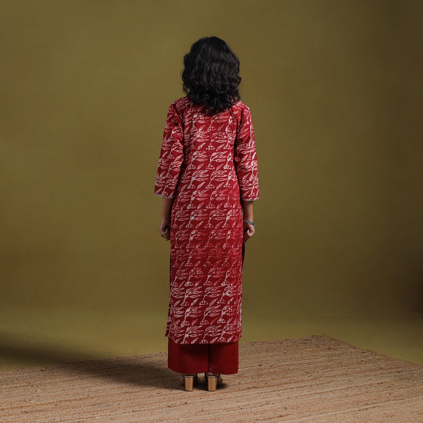 Cotton hand batik embroidered straight kurta for women 19