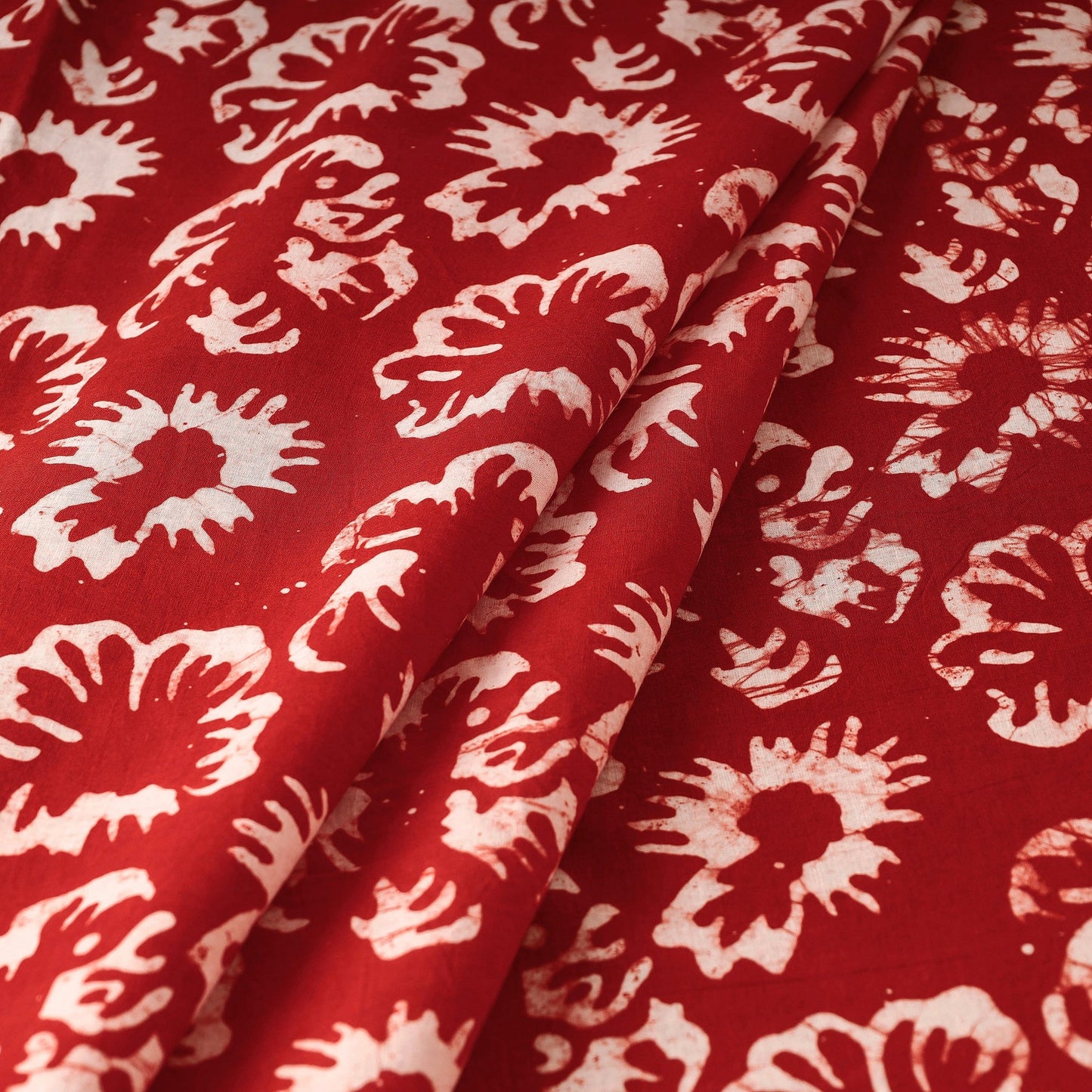 Cotton Red Hand Batik Print Fabric