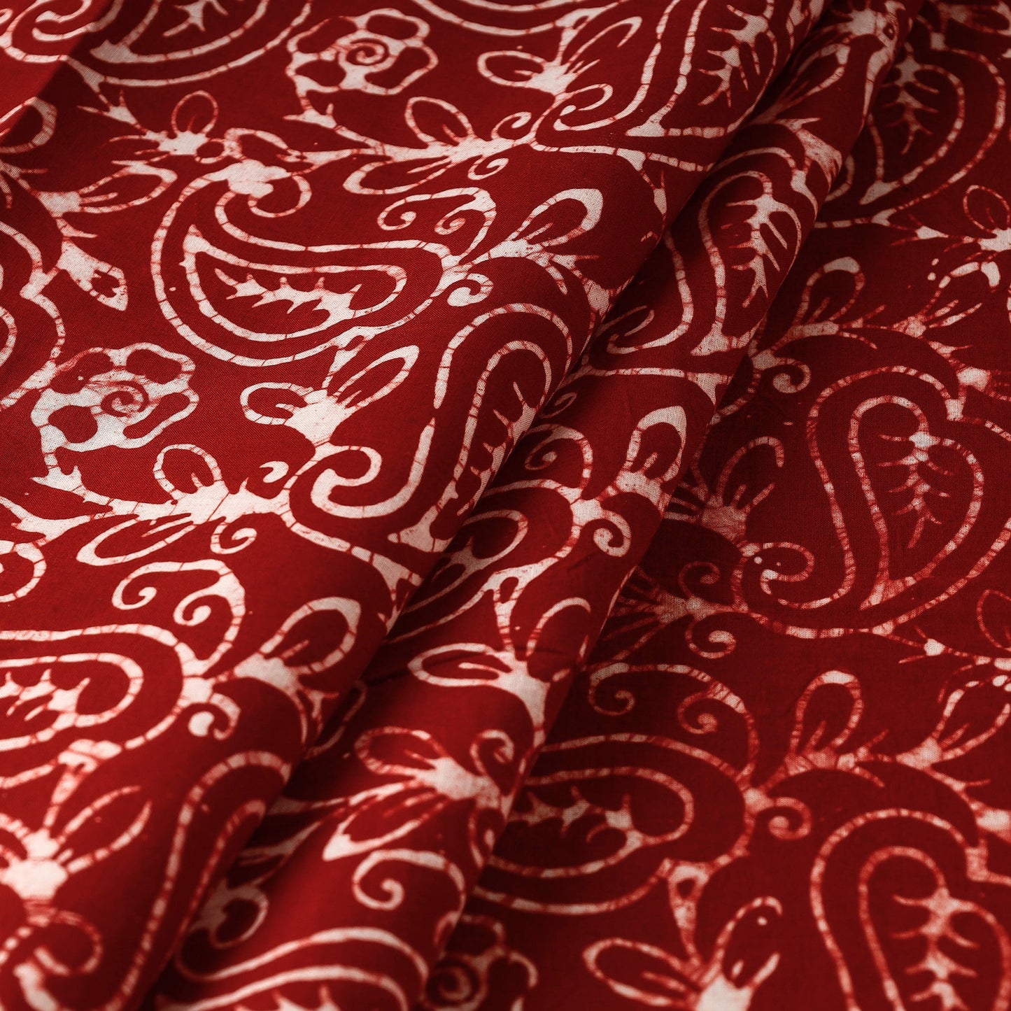  Cotton Red Hand Batik Print Fabric