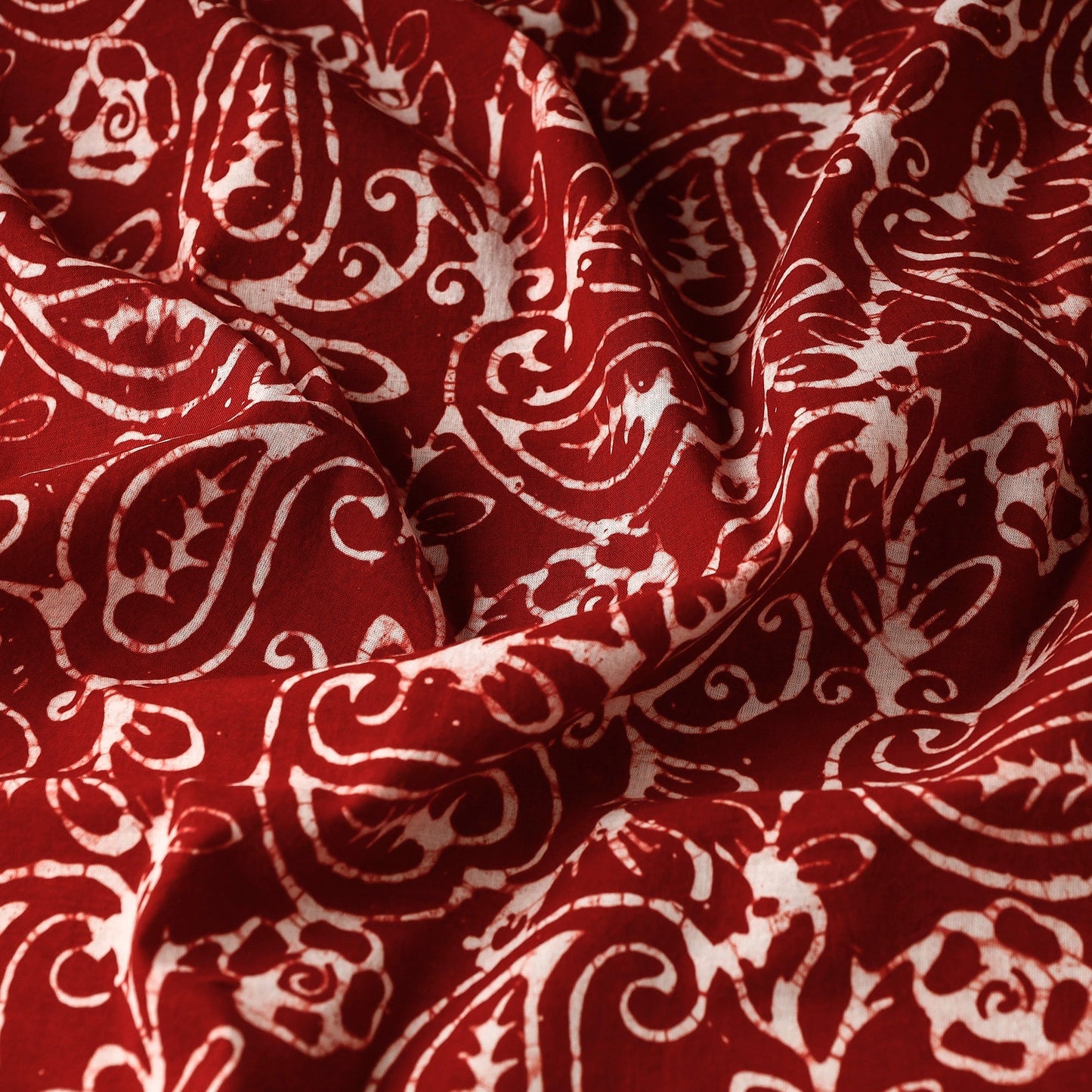  Cotton Red Hand Batik Print Fabric