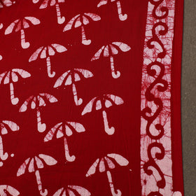 Red Cotton Hand Batik Print Fabric