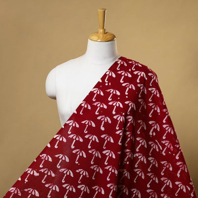Red Cotton Hand Batik Print Fabric