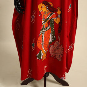 Red - cotton hand batik kaftan with tie-up waist (long) 07