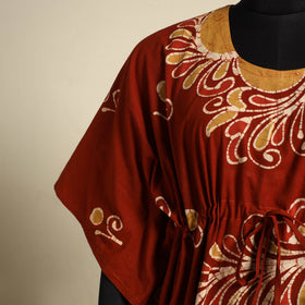 Red - cotton hand batik kaftan with tie-up waist (long) 11